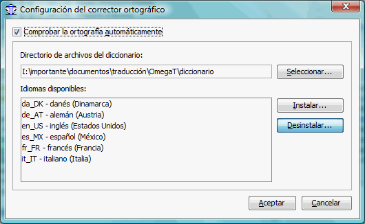 Configurando el corrector ortográfico