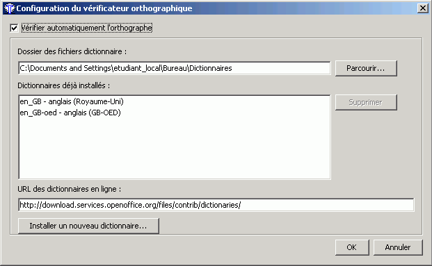 Configuration du vérificateur orthographique