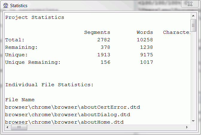 estatísticas do proxecto