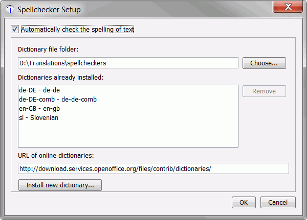 Configuration del corrector orthographic